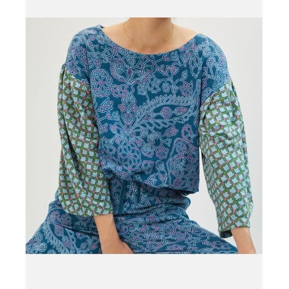 Daily Practice By Anthropology Tops - Daily Practice Sz S Puff Sleeve Sweatshirt Green Crewneck Boho Boxy Casual Comfy